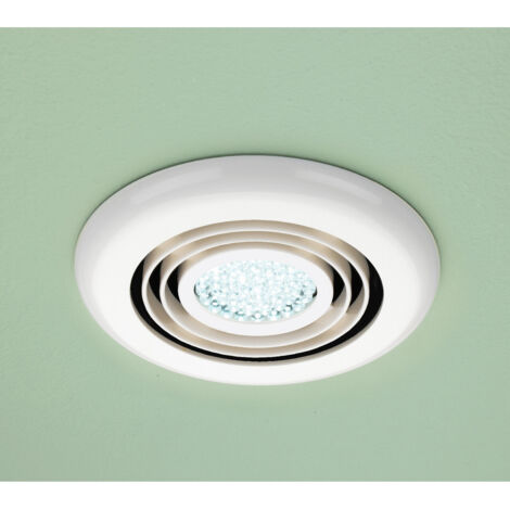 HiB Turbo White Bathroom Inline Extractor Fan with Cool White LED Light - 32200