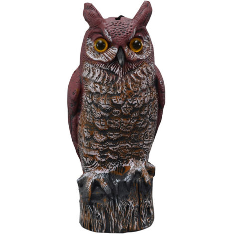 Hibou anti-oiseaux, imitation en plastique, marron, 17x15x41cm, décoration de jardin hibou, ornement animal, outil de chasse.