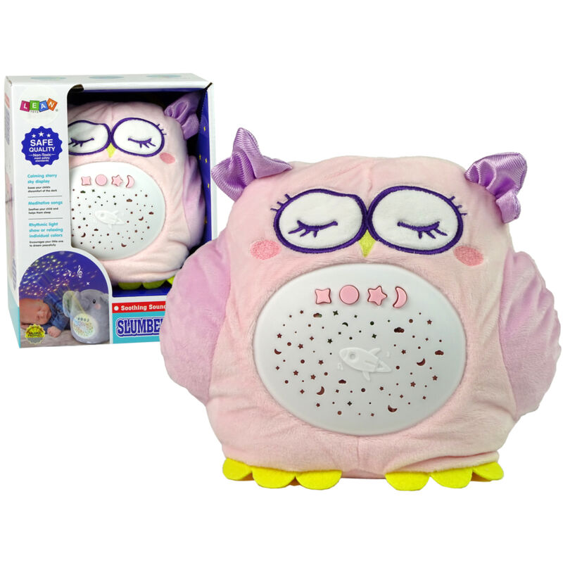 Hibou en peluche mignon, projecteur coloré d'étoiles, mélodie