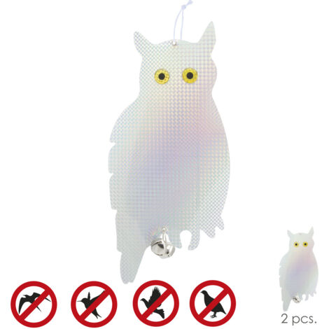 Hibou Épouvantail réfléchissant à accrocher avec 2 casse-tête (2 pièces)