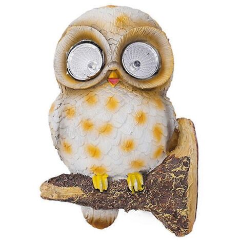 Hibou solaire en résine, lampe décorative étanche, ornement lumineux pour jardin extérieur, accessoire LED sans fil.