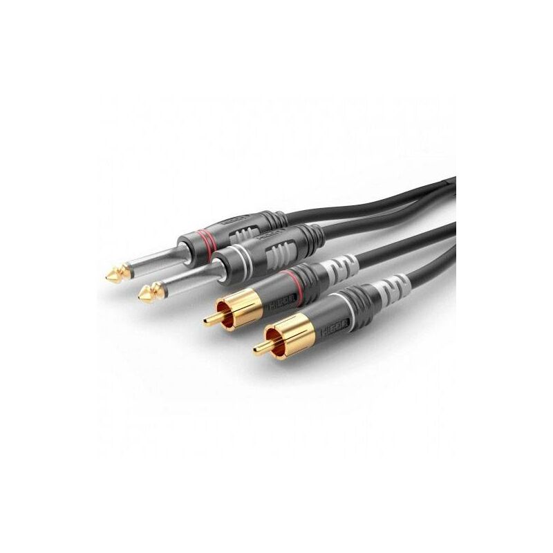 Hicon - Câble de raccordement Sommer Cable HBA-62C2-0300 Jack / Cinch-RCA audio [2x Jack mâle 6,3 mm (mono) - 2x Cinch-RCA mâle] 3.00 m noir Y743272