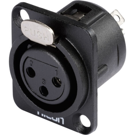 Hicon HI-X3DF-M XLR-Steckverbinder Flanschbuchse, Kontakte gerade Polzahl: 3  Schwarz 1 St.