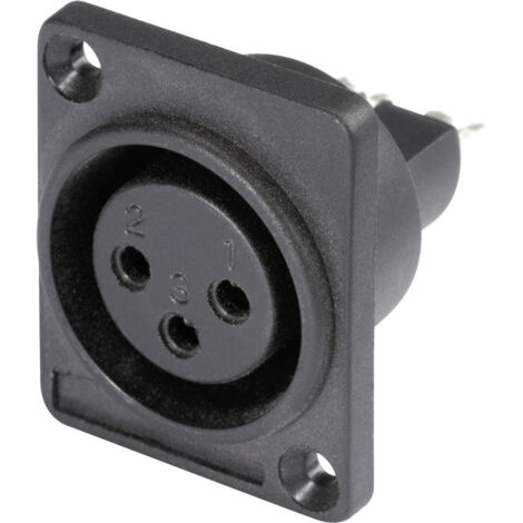 Hicon HI-X3DF-P XLR-Steckverbinder Flanschbuchse, Kontakte gerade Polzahl: 3  Schwarz 1 St.