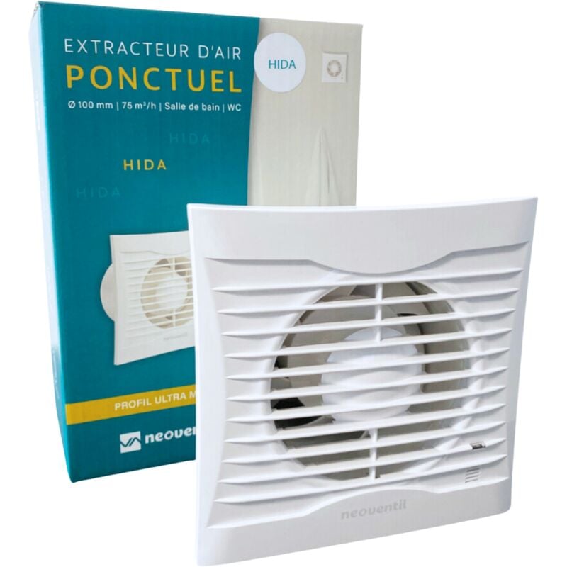 Hida h - V2 - Extracteur d'air pour Salle de Bain/WC - Détection humidité avec Minuterie - Modèle V2 - Faible consommation énergétique - Silencieux