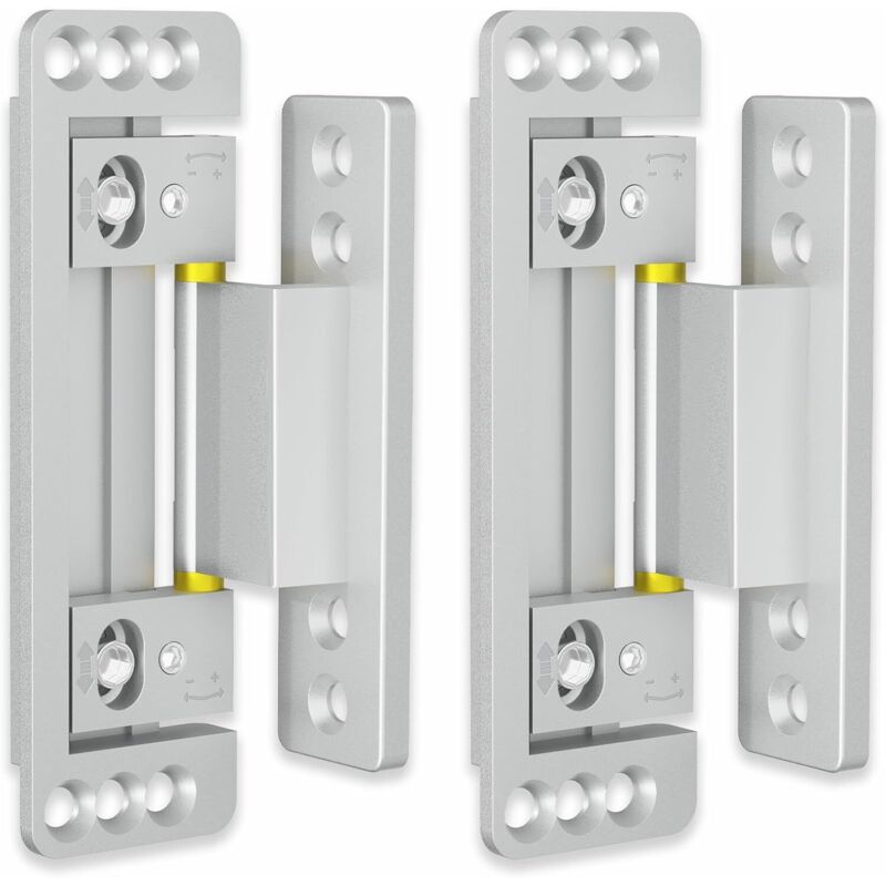 Hidden door hinges, 2-pack, ultra-thin concealed hinges for secret doors, adjustable invisible hinges, silent and smooth concealed door hinge, Silver