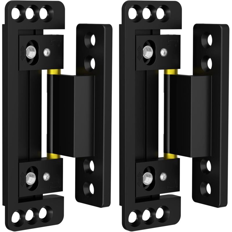 Hidden door hinges, 2-pack, ultra-thin concealed hinges for secret doors, adjustable invisible hinges, silent and smooth concealed door hinge, Black