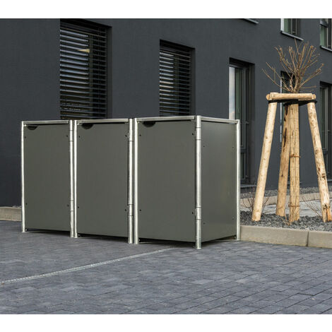 HIDE Hide Mülltonnenbox 240l Kunststoff; 3er Box grau 3er Box
