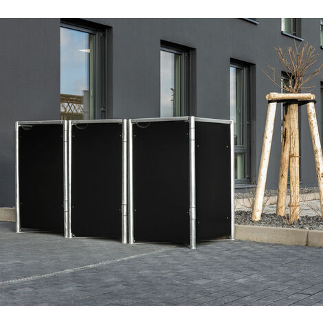 HIDE Hide Mülltonnenbox 240l Kunststoff; 3er Box schwarz 3er Box