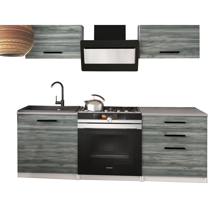 Hideka - Cuisine complète L120 cm - Cuisine droite 4 pcs - Plan de travail inclus Glamour wood - Glamour wood