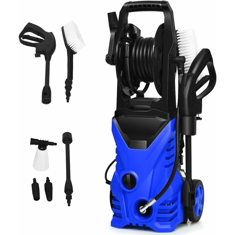 

Hidrolavadora de Alta Presión de 2030 PSI,5 L/min,1400 W con Boquilla,Cables y Mangueras Limpiadoras a Presión para Jardín Coche Casa Exterior (Azul)