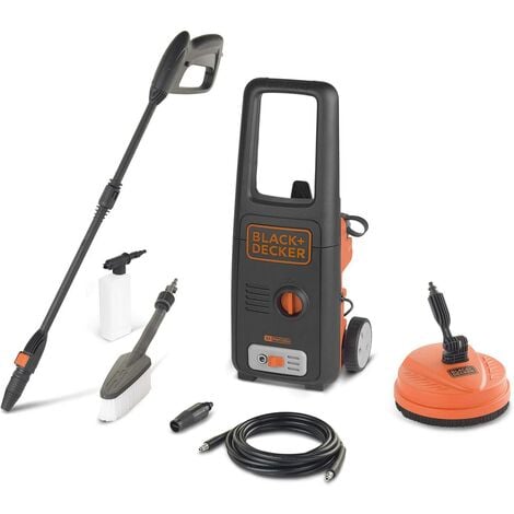 BLACK & DECKER Hidrolimpiadora BLACK+DECKER BXPW1500PE (1500 W, Presión 120 bares, Caudal 390 l/h) con Patio Cleaner y Cepillo Fijo