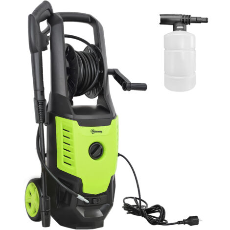 Hidrolimpiadora de Alta Presión 2200W con Accesorios Ángulo Ajustable y Parada Automática 32x32x80 cm Verde y Negro