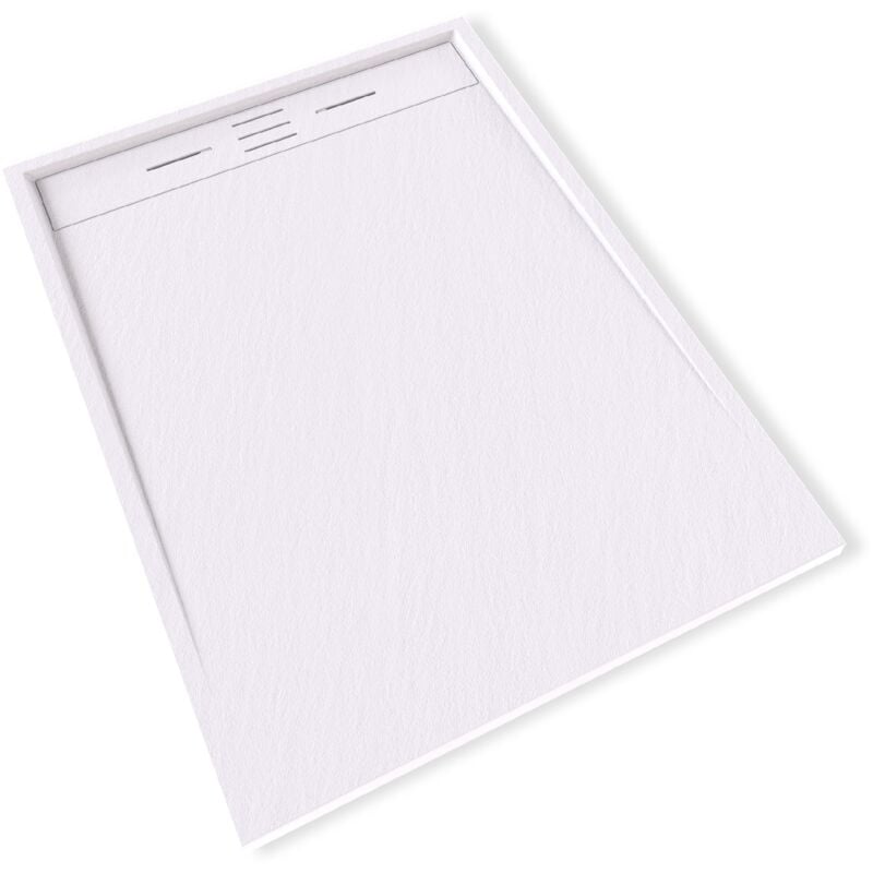 Hiemal Receveur de douche 90 x 120 cm résine Blanc aspect ardoise + bonde incluse - Salle de bain