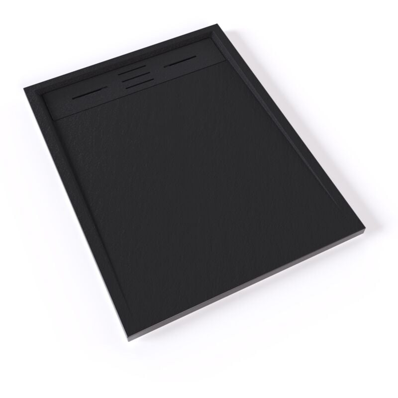 Hiemal Receveur de douche 70 x 90 cm résine Noir aspect ardoise + bonde incluse - Salle de bain