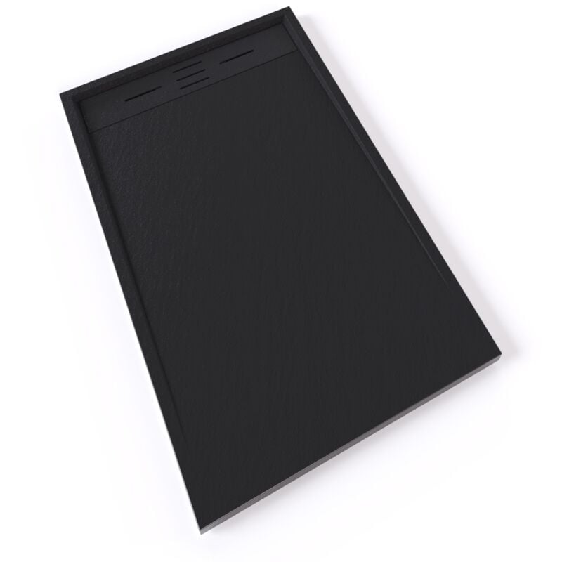 Hiemal Receveur de douche 70 x 120 cm résine Noir aspect ardoise + bonde incluse - Salle de bain