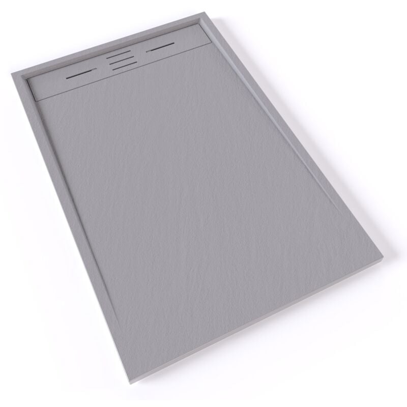 Hiemal Receveur de douche 80 x 120 cm résine Gris aspect ardoise + bonde incluse - Salle de bain