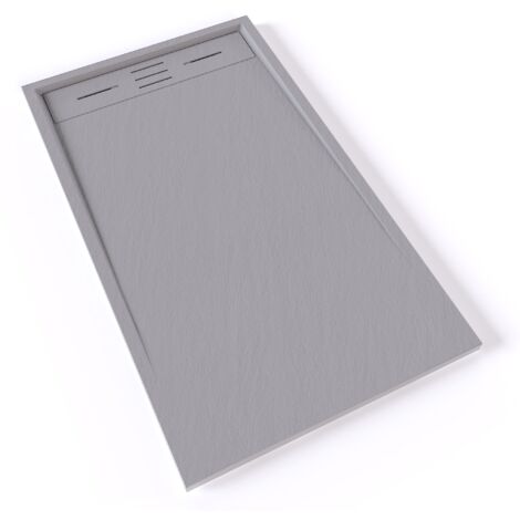 HIEMAL Receveur de douche 70 x 120 cm résine Gris aspect ardoise + bonde incluse - Salle de bain