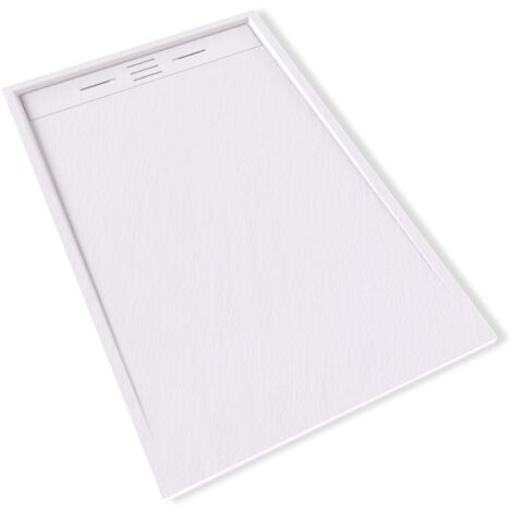 HIEMAL Receveur de douche 90 x 140 cm résine Blanc aspect ardoise + bonde incluse - Salle de bain