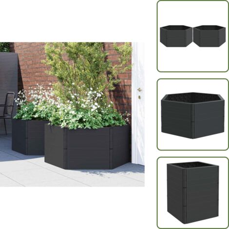 Hierbas - vidaXL Jardineras 2 uds PP gris antracita - Flores