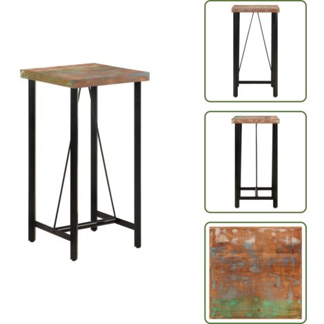 Hierro - vidaXL Mesa alta de hierro y madera maciza reciclada 55x55x107 cm - Mesa de bistró