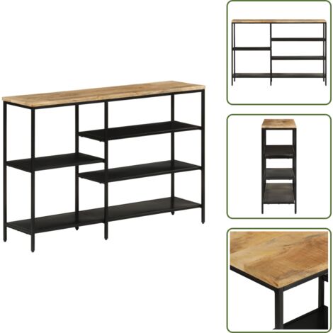 Hierro - vidaXL Mesa consola madera maciza mango rugosa y hierro 110x30x75 cm - Almacenamiento