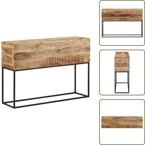 Hierro - vidaXL Mesa consola madera maciza mango rugosa y hierro 110x30x75 cm - Mesa de pasillo
