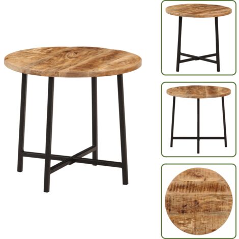 Hierro - vidaXL Mesa de centro hierro y madera maciza de mango 45x45x40 cm - Mesa decorativa