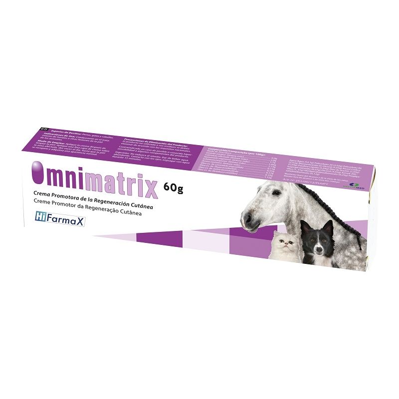 

Omnimatrix - Crema para Tratamiento y regeneración de heridas o Lesiones en la Piel en Perros, Gatos y Caballos - Tubo 60 gr. - Hifarmax