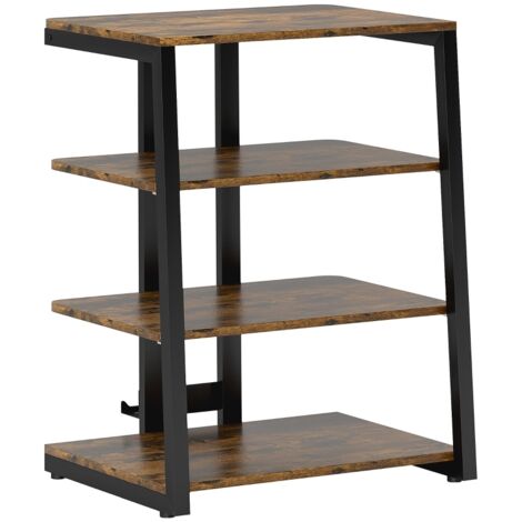 HiFi Stand, with Four Storage Shelves - Rustic Brown