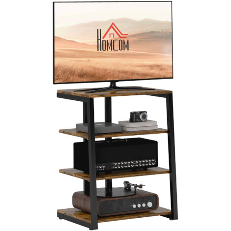 HiFi Stand, with Four Storage Shelves - Rustic Brown