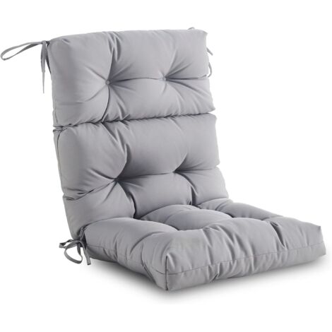 High Back Chair Cushion for Indoor/Outdoor - High Resilience Foam Seat/Back, Waterproof and Weatherproof, Suitable for Outdoor Furniture, Grey