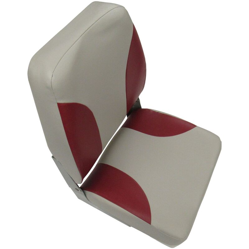 High Back Folding Boat Seat Red Grey (Fishing Yacht Upholstery Replacement)