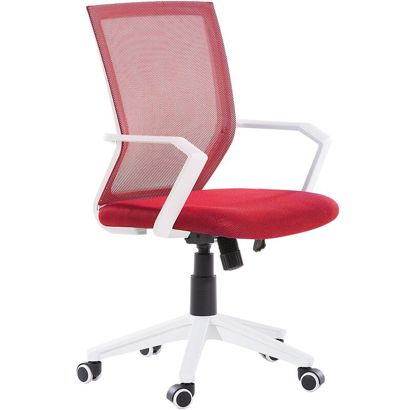 High Back Office Chair Mesh Swivel Adjustable Castors Red Relief - Red