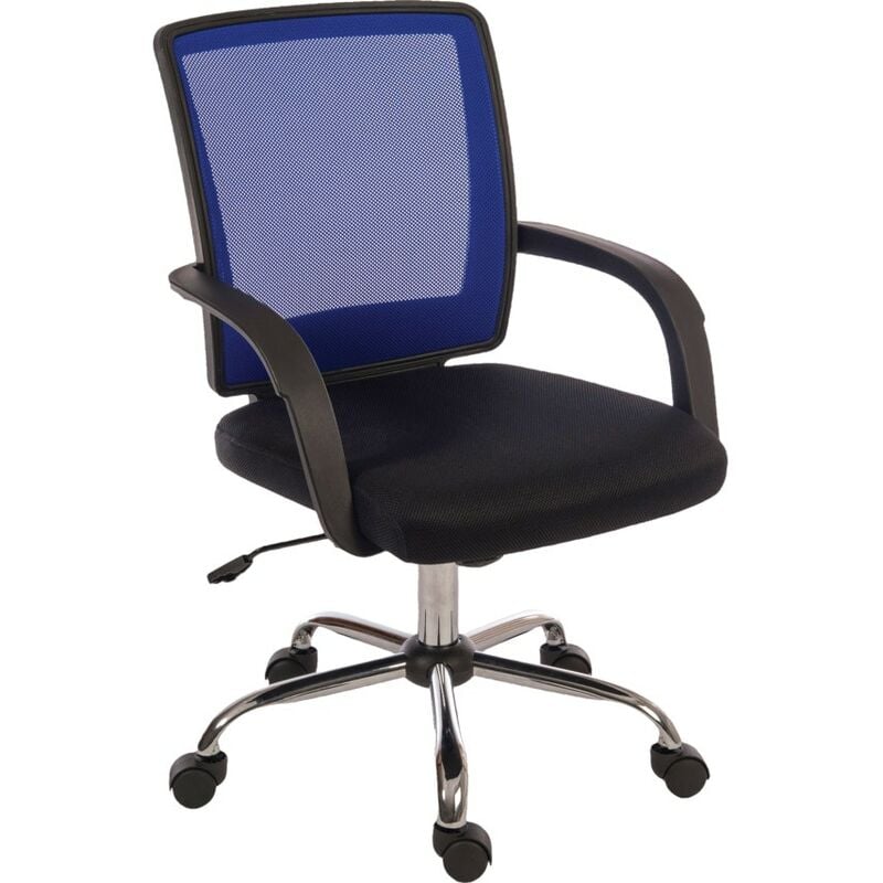 High Backed Mesh Chair Blue/Black Chrome Base - Teknik