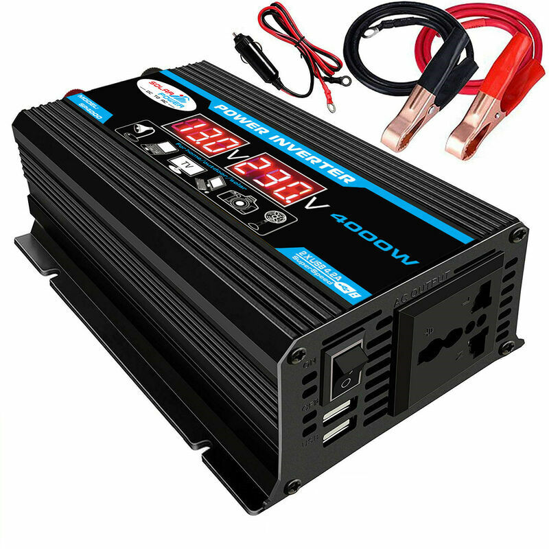 High Frequency Modified Sine Wave Power Inverter 4000W Peak Power Watt dc 12V to ac 220V Converter Car Charger Converter with Dual usb 2.1A Battery
