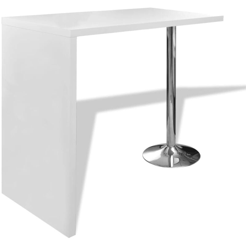 Bar Table mdf with 1 Steel Leg High Gloss White Vidaxl