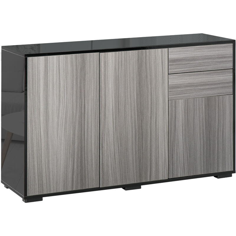 Homcom - High Gloss Push-Open Side Cabinet W/ 2 Drawer