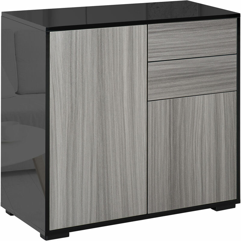 High Gloss Push-Open Side Cabinet With 2 Drawer