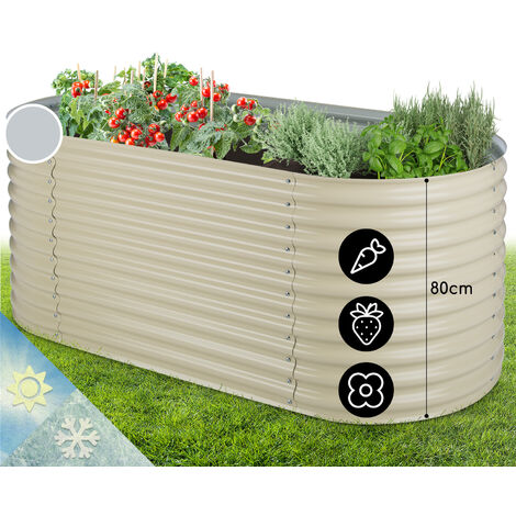 High Grow Carré potager surélevé plantations 2,0 m zinc-alu beige
