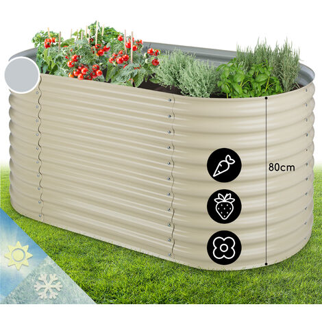 High Grow Hochbeet Gartenbeet 1,6m Zink-Alu-Beschichtung beige