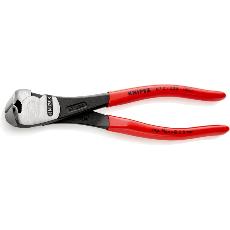 KNIPEX 67 01 140 SB High Leverage End Cutting Nipper plastic coated black atramentized 140 mm