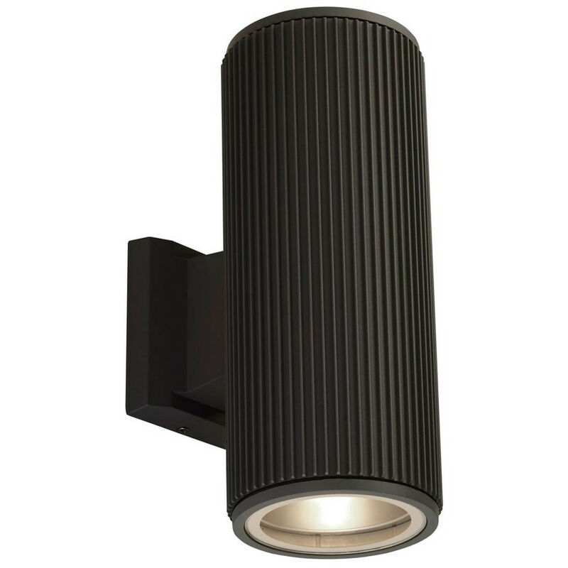 Outdoor Up Down Wall Porch Light - Black With Clear Glass - Searchlight