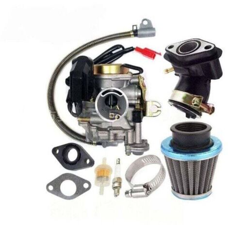 High-performance 50cc 4-stroke GY6 carburetor 139QMB for 49cc and 50cc scooters and mopeds (PD18J Carb), 50cc carburetor + intake manifold