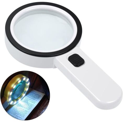 High-performance magnifying glass with light, distortion-free magnifying glass with LED light and glass lens YMYNY