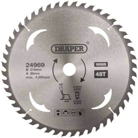 High-Performance TCT Circular Saw Blade for Wood – 315 x 30mm, 48 Teeth, Compatible with Draper Equipment