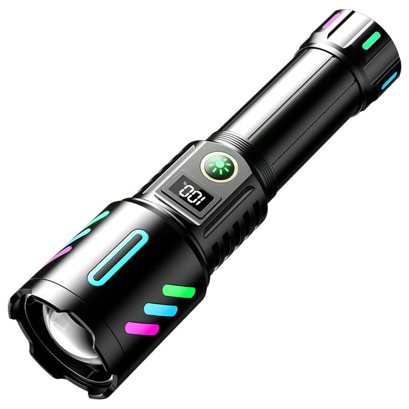 High Powered Flashlight, Flashlights High Lumens, Led Super Bright Flashlight, Rechargeable with Large Side Lights, Adjustable, Waterproof, for