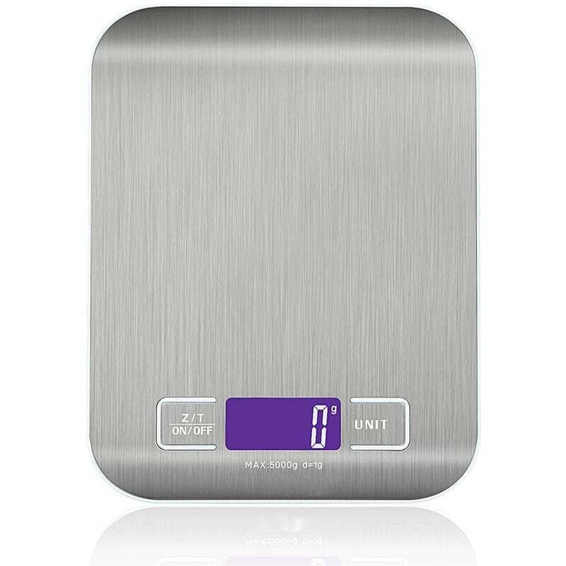 High-Precision Electronic Kitchen Scale 5000g/1g with Backlit LCD Screen, 6 Units and Tare Function, Stainless Steel, Smart Digital, Multifunctional