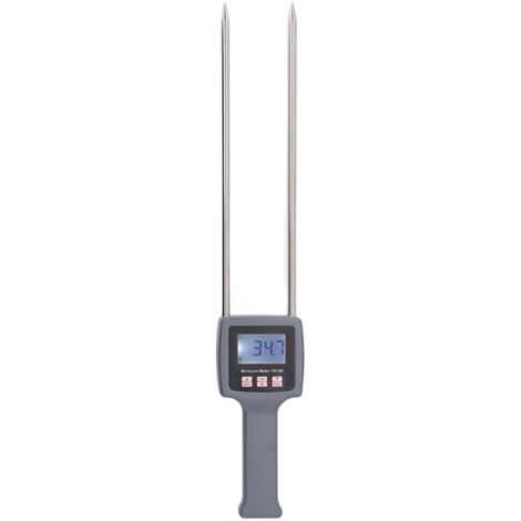 High-precision portable hay moisture meter with backlit display for cereal straw, grass, and forage.