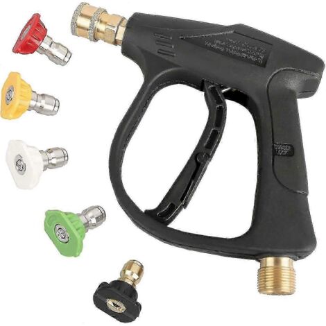 High pressure cleaning gun with quick connect nozzle in 5 colors